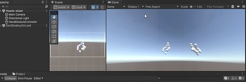 Unity visualization of a near hand perspective.